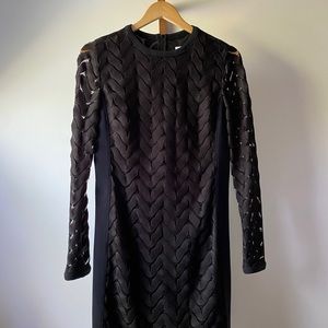 DVF Mini Dress in Blue and Black Lace